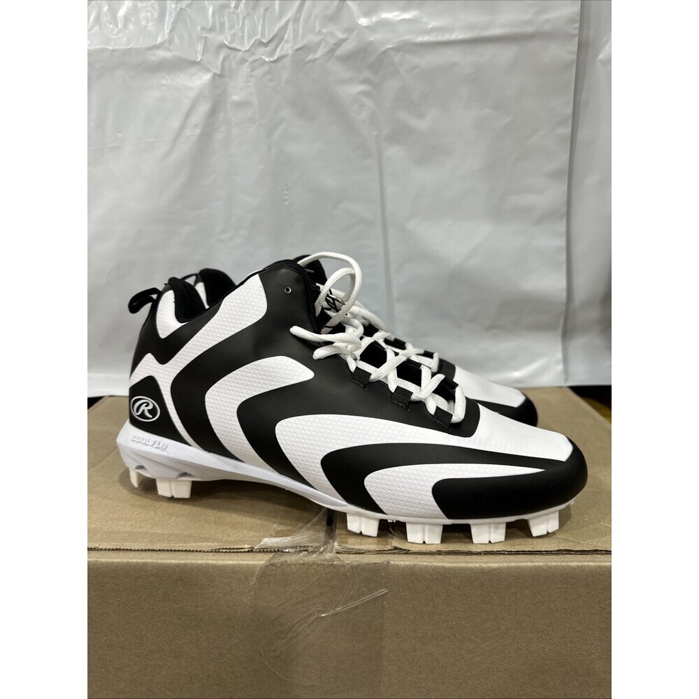 Rawlings Rookie 179256 Men's US 11 Black White Chevron Baseball Cleats EBS605